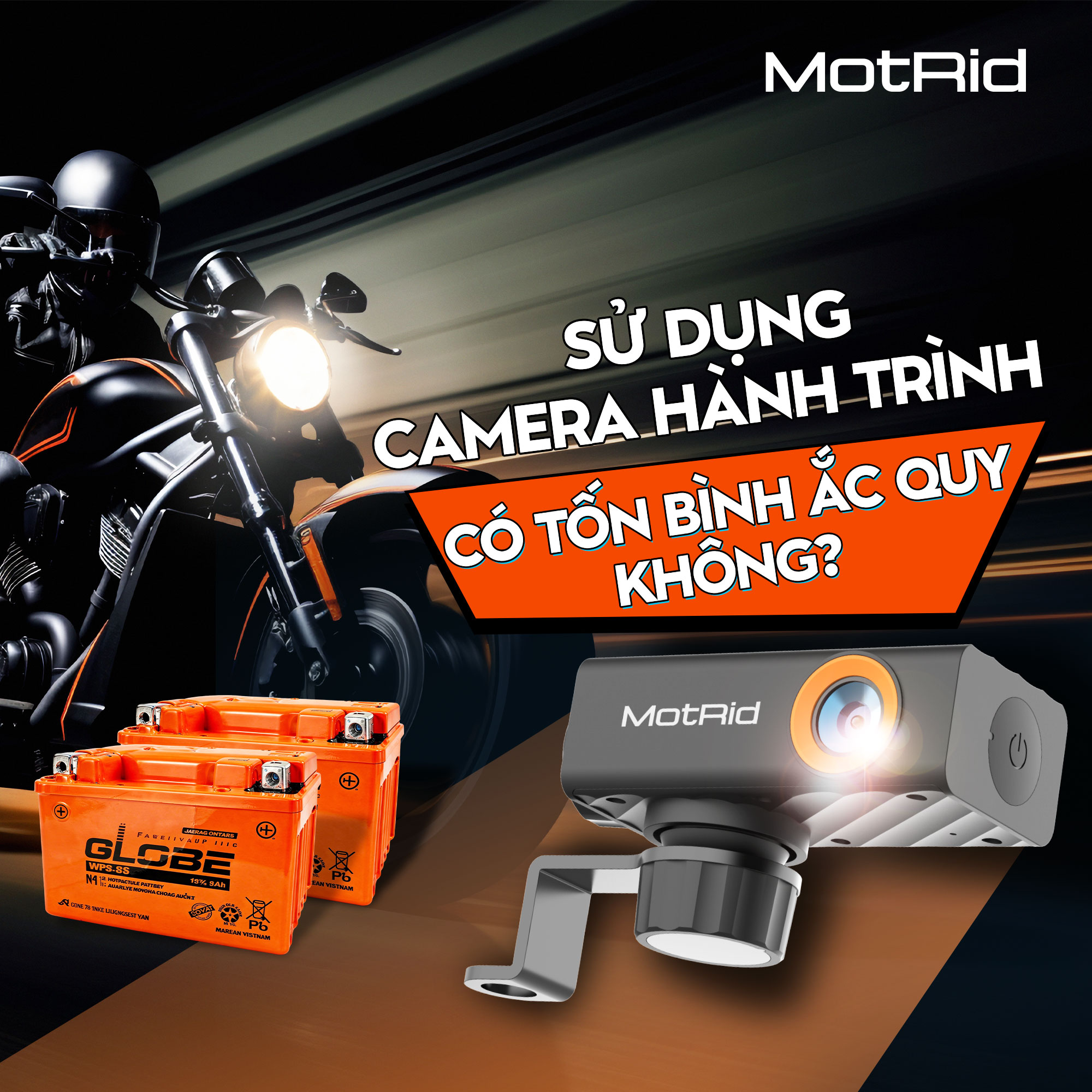 Lắp camera hành trình xe máy có tốn bình ắc quy không?